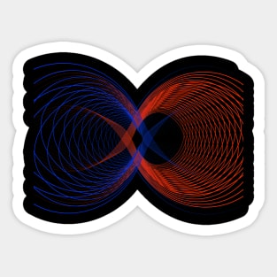 Geometric modern red blue linear Sticker